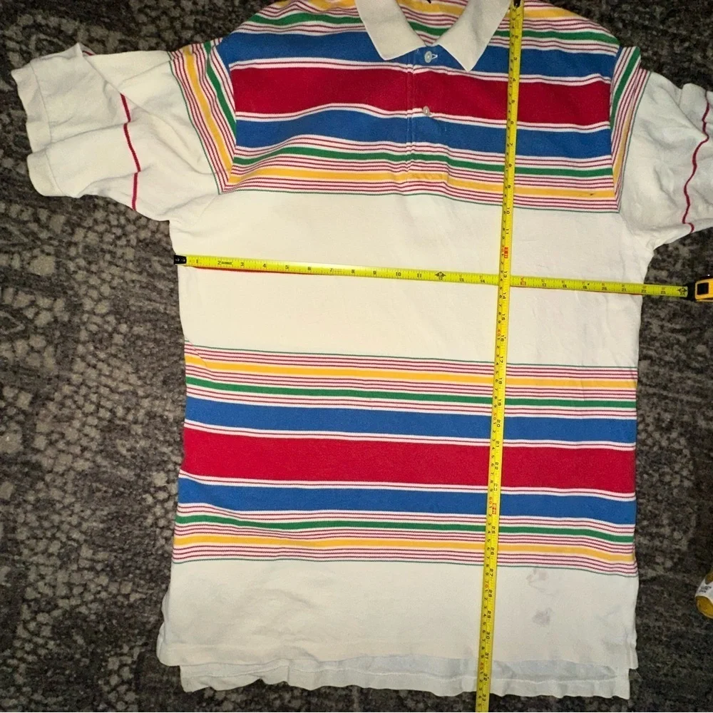 Polo Ralph Lauren Vintage Men’s Size L Cream Red Blue Yellow Striped Polo Shirt